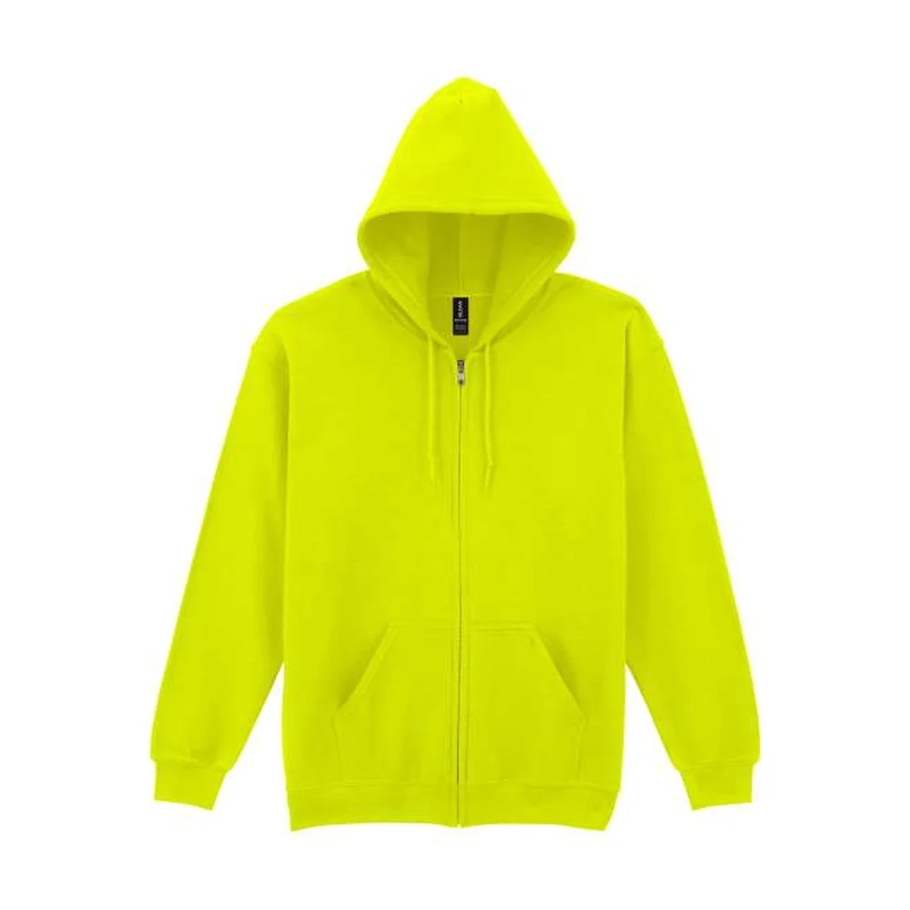 Heavy blend adult full zip hooded sweatshirt gi18600 safety green
