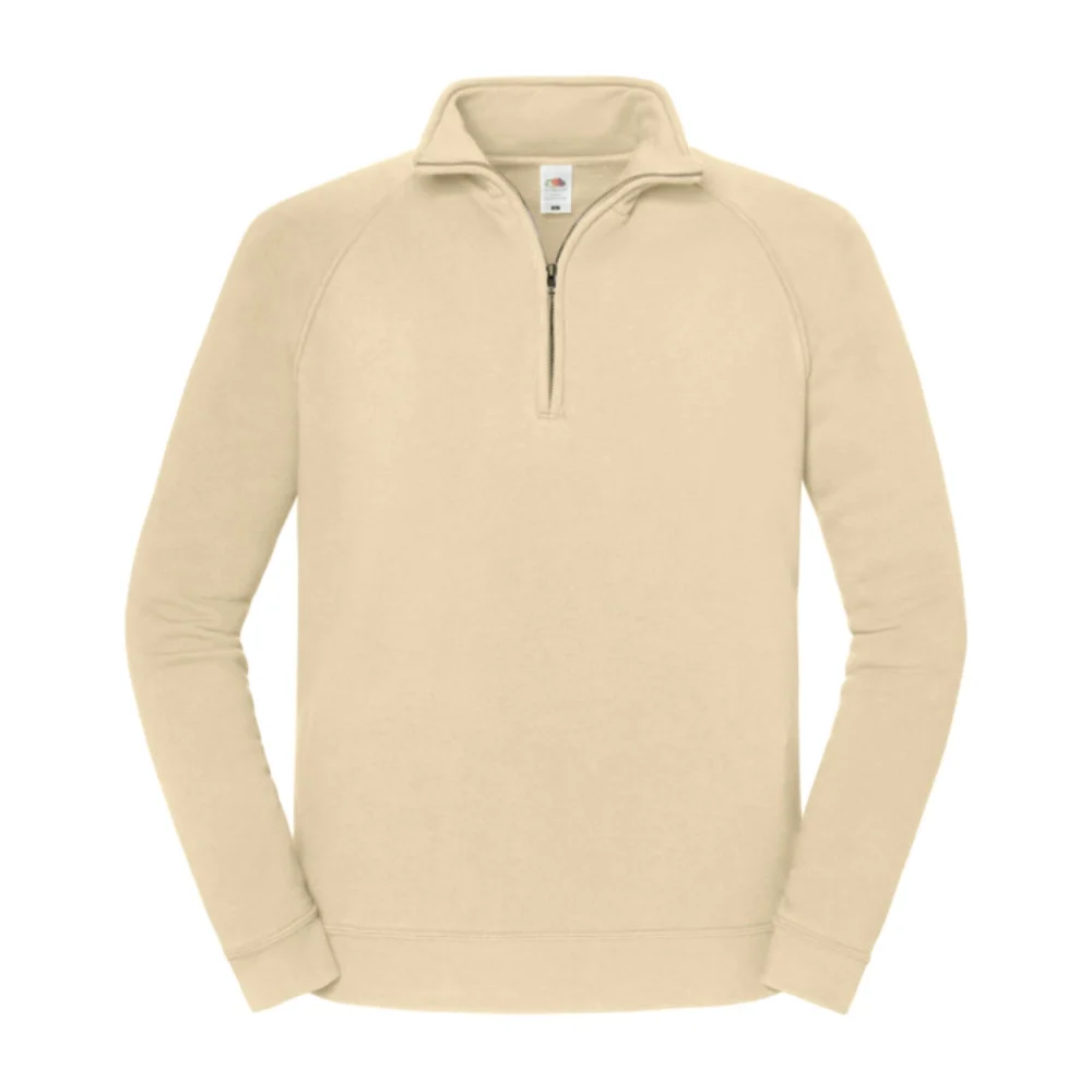 Iconic premium zip neck sweat sand